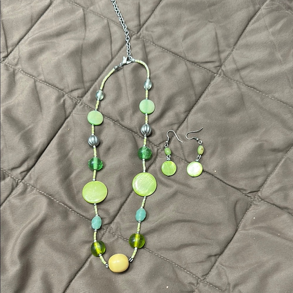 Multi colored Beaded costume Necklace  and Earring Set
